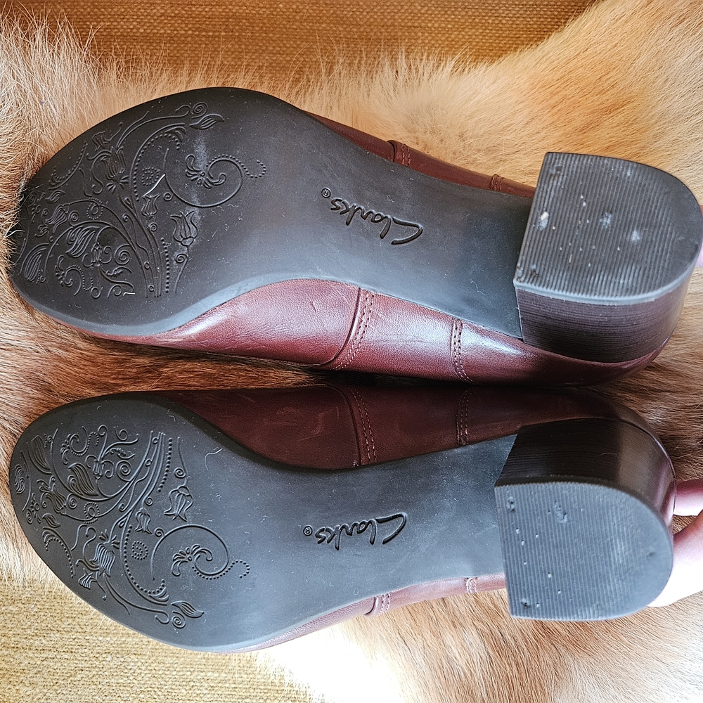 Clarks Indigo Women's Burgundy/Brown Heeled Shoes With Ribbon 9M - Picture 7 of 8